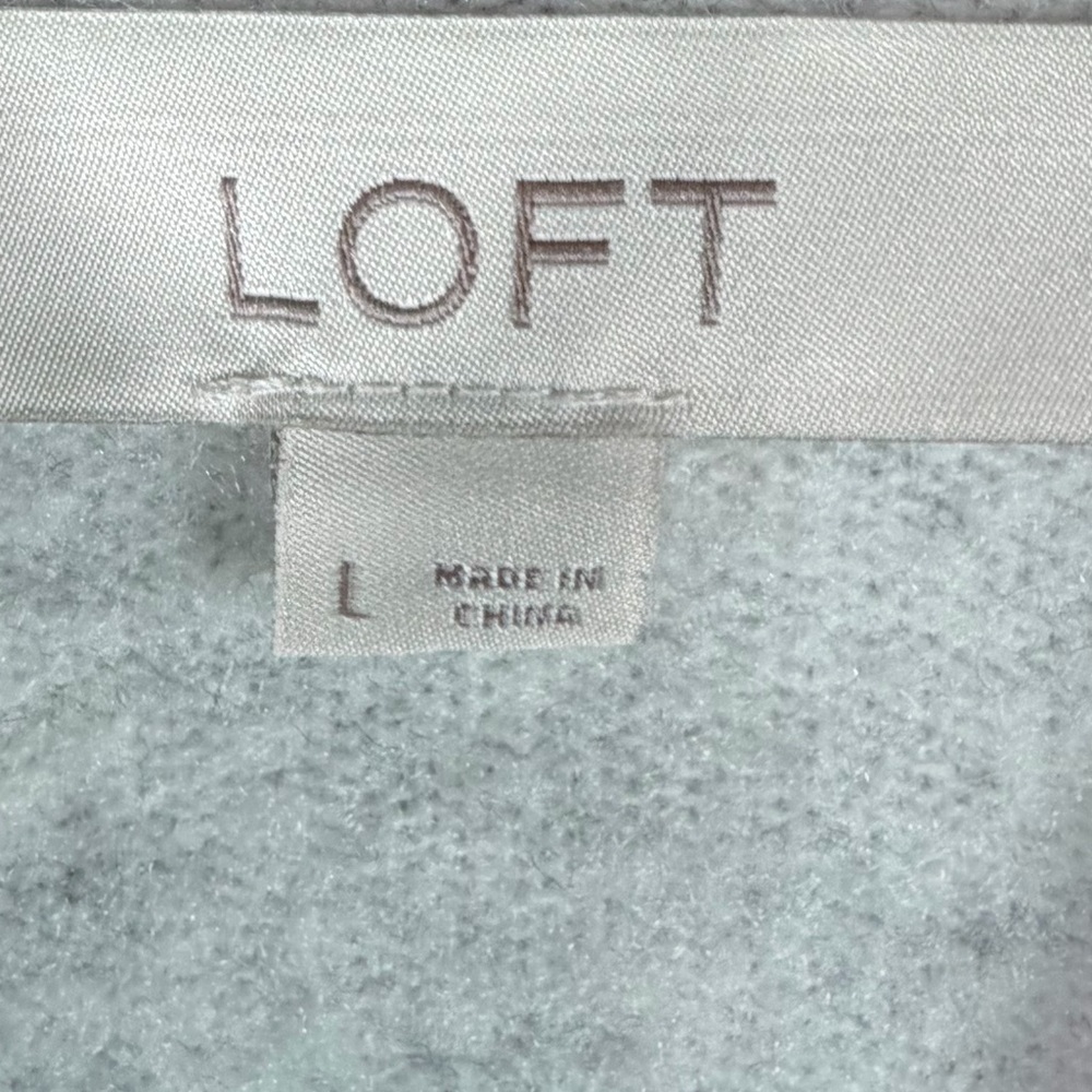 LOFT womens mock neck cat graphic sweater size large gray soft knit - Picture 4 of 8